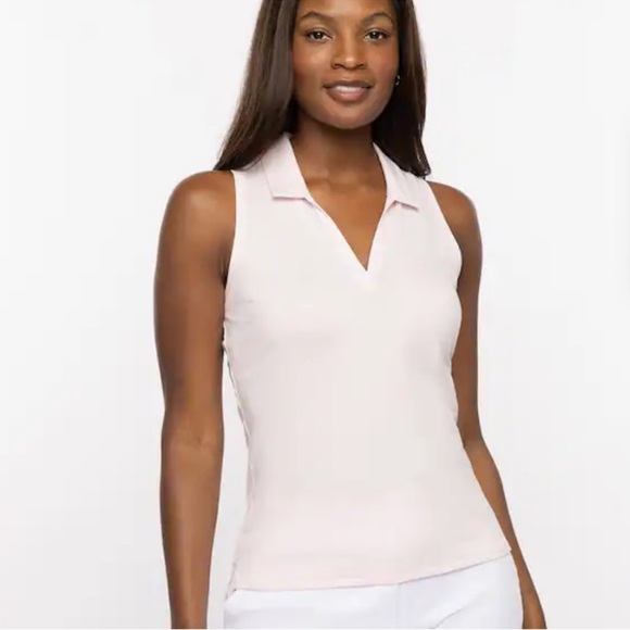 NWT TravisMathew MAJORCA Sleeveless Polo XXL Heather Pink Sold Out - Picture 2 of 13